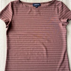 Jones New York Mauve Striped Short Sleeve Top